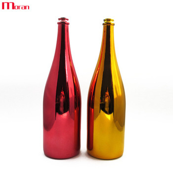 驀然玻璃紅酒瓶電鍍瓶750ml烤花瓶噴涂瓶絲印燙印工藝婚慶酒瓶