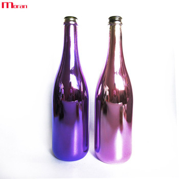 電鍍紅酒瓶驀然玻璃瓶定制絲印酒標雕刻紅酒瓶噴涂瓶定制批量加工